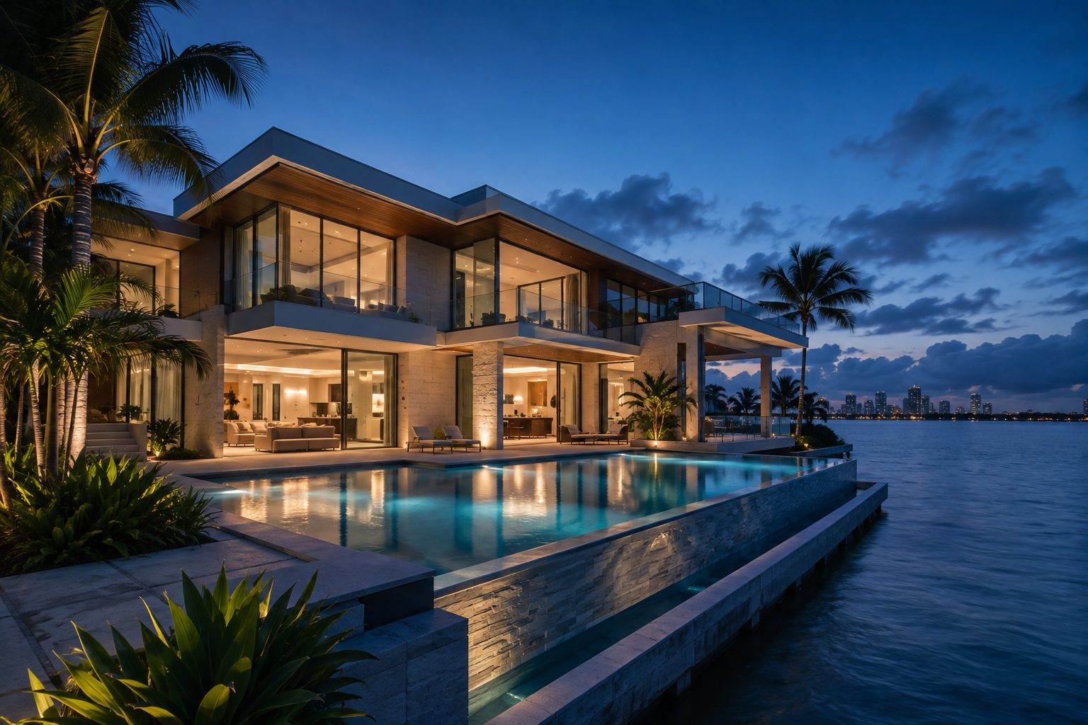 Sample waterfront home in Miami Beach